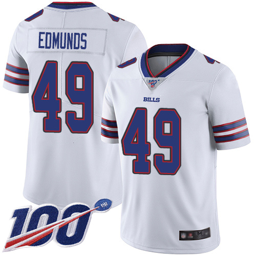Men Buffalo Bills 49 Tremaine Edmunds White Vapor Untouchable Limited Player 100th Season NFL Jersey